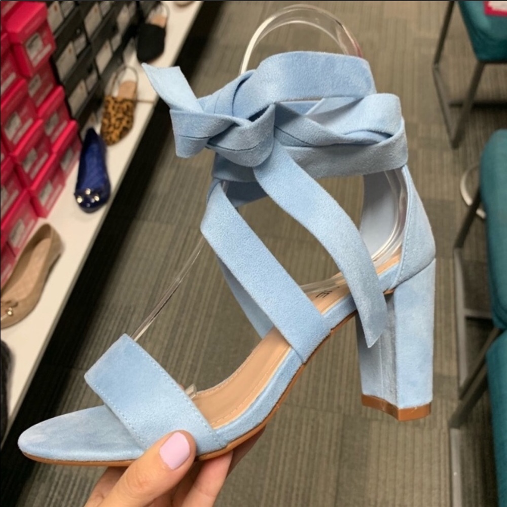 Baby blue suede chunky heels! “Something blue” - Picture 3 of 8